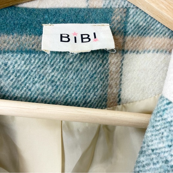 Bibi Brown and Blue Checkered Plaid Jacket One Size - Picture 2 of 8